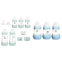 MAM Matte Essentials Gift Set, 10 Pieces, Newborn Boy & MAM Easy Start Anti Colic Baby Bottles, 3 Pack, Newborn Boy