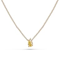 18K Yellow/White/Rose Gold Secret Garden Pave Petal Necklace With 0.64 TCW Natural Diamond (Pear Shape, Green Color, VS-SI2 Clarity) Dainty Necklace, Necklaces For Women Gift For Her Jewelry For Women