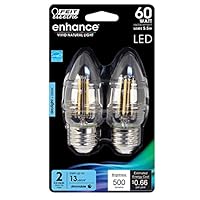 Feit Electric BPETC60950CAFIL/2/RP 60W EQ LED Light Bulb E26, 2 Bulbs