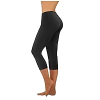 Women's Capri Yoga Pants High Waisted Casual Workout Gym Running Capris Leggings Soft Comfy Cropped Compression Pants