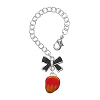 Silvertone 3-D Enamel Mango - Black Bow Charm Accessory for Tumblers and Thermal Cups