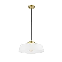 Globe Electric 67000098 1-Light Pendant Light, Brass Finish, Frosted Glass Shade, Black Braided Cord, Pendant Light Fixture, Kitchen Island, Adjustable Height, Home Décor Lighting, Ceiling Light