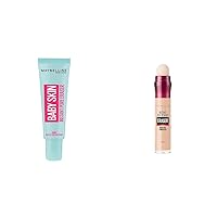 Baby Skin Instant Pore Eraser Primer Makeup, Clear, 1 Count & Instant Age Rewind Eraser Dark Circles Treatment Multi-Use Concealer, 120, 1 Count (Packaging May Vary)