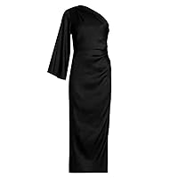Womens Patsy One-Shoulder Solid Black Maxi Dress