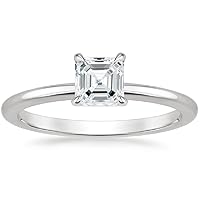 14kt White Gold Accented Engagement Ring Colorless Moissanite 1 Carat, Ring Size 3-12