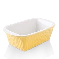 Ceramic Loaf Pan for Baking Bread, 9 x 5 inch Bread Pan, Rectangular Bread Loaf Pan, Ceramic Bakeware for Cooking, Home Kitchen, Bread Baking Pan Texture Series (Yellow)
