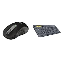 Logitech Signature M650 L Full Size Wireless Mouse - Black & K380 Multi-Device Bluetooth Keyboard – Dark Grey