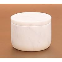 Unique Salt and Pepper Cellar Box White Marble Covered with Marble lid, Multipurpose Box, Spice, Jeweler box (White)