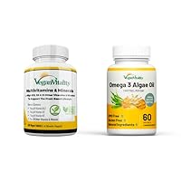 Vegan Vitality Immunity Booster Bundle - Vegan Multivitamins and Vegan Omega 3 Algae Oil. High Strength Plant Based Formula for Immunity, Energy Overall Health for Vegans and Vegetarians