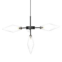 Modern Minimalist Lighting Sputnik Chandelier for, Conical Glass Shade Ceiling Hanging Light for Living Room, 4 Lights, G4 LED Bulbs Included, Black Flush Mount Light (Color : Clear)
