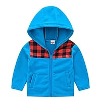 Spring Autumn Boys Girls Zippered Hooded Jacket Thick Fleece Warm Coat Outwear Kids Clothes (4,5)