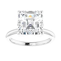 5 CT Asscher Colorless Moissanite Engagement Ring, Wedding Bridal Ring Set, Eternity Sterling Silver Solid Diamond Solitaire 4-Prong Anniversary Promise Gift for Her