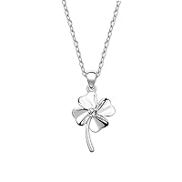 Necklace 'Cloverleaf', adorned with a sparkling crystal from Swarovski®, Colour: 18 k white gold