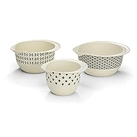 Cuisinart CTG-00-3MBB Bamboo Mixing Bowls, Set of 3, Black/White