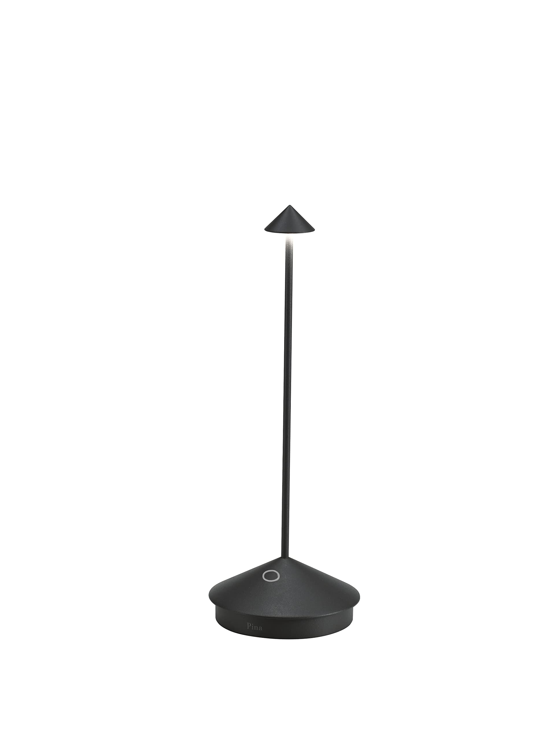 Zafferano Pina Pro LED Table Lamp (Color: Black) in Aluminum, IP54 Protection, Indoor/Outdoor use, Contact Charging Base, 11”, USA Plug