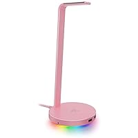 Razer Base Station V2 Chroma - Headset Stand W/USB Hub: Chroma RGB Lighting - 2X USB 3.1 Ports - Non-Slip Base - Designed for Gaming Headsets - Quartz Pink