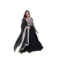New Heavy Faux Georgette with Rich Floral Position Print Work Bridal Gown With Dupatta Set Wedding Wear.