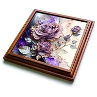 3dRose Purple and Image of Gold Vintage Roses - Trivets (trv-382829-1)