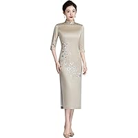 Embroidered Cheongsam Chinese style temperament long dress vintage dress