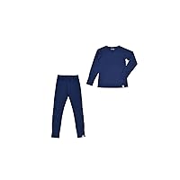 Woolino Merino Wool Base Layer for Kids - Super Soft Kids Long Sleeve Thermal Top and Leggings - All Natural Base Layer Shirt and Bottoms - Deep Blue