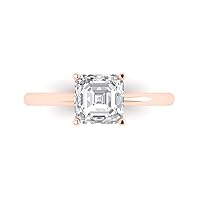 1.4ct Asscher Cut Solitaire Stunning Lab White Sapphire Proposal Bridal Designer Wedding Anniversary Ring 14k Rose Gold
