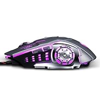 V6 USB Interface 6-Buttons 3200 DPI Wired Mouse Gaming Mechanical Macro Programming 7-Color Luminous Gaming Mouse, Cable Length: 1.5m Wired Optical Gaming Mouse (Grey)