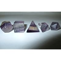 Jet International Purple Flourite Sacred Geometry Sets 5 Stone Platonic Solid Top Grade Quality Merkaba Star W/Velvet Pouch Attractive Cleansing Life Vitality Healing Chakra Balancing DNA Energy