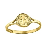 10k Yellow Gold Mens Saint St Benedict Religious Ring Jewelry Gifts for Men