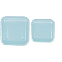 Oojami 100 Count Square Light Blue Paper Plates 50~9