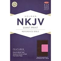 NKJV Giant Print Reference Bible, Brown/Pink LeatherTouch with Magnetic Flap Indexed NKJV Giant Print Reference Bible, Brown/Pink LeatherTouch with Magnetic Flap Indexed Imitation Leather