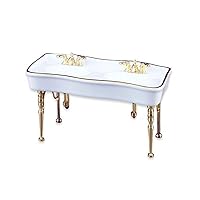 Melody Jane Dolls Houses Dollhouse White & Gold Porcelain Double Sink Reutter Bathroom Furniture 1:12
