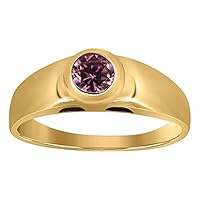 10k Yellow Gold Baby Round Garnet CZ Cubic Zirconia Simulated Diamond Birth Stone Ring Jewelry Gifts for Women