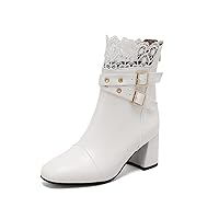 Womens Mid Chunky Heeled Ankle Booties Back Zip Solid Color Elegant Boots