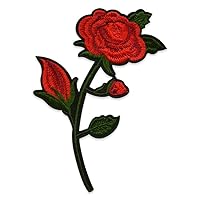 Expo International Highland Iron On Embroidered Rose Patches/Appliques, Red Multi
