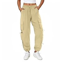 Womens Parachute Cargo Pants with Pockets Quick Dry Hiking Pants Lightweight Waterproof Baggy Joggers