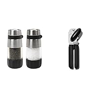 OXO Good Grips Salt and Pepper Grinder Set (Stainless Steel) and OXO Good Grips Soft-Handled Manual Can Opener