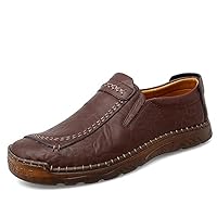 Men's Loafers Work & Safety Loafer Flats Fisherman Shoes Handmade Leather Slip On Low-top Spring Round-Toe for Male Casual Leisure