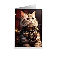 ARA STEP Unique All Occasions Cats Steampunk Art Greeting Cards Assortment Vintage Aesthetic Notecards 2 (Set of 8 SIZE 105 x 148.5 mm / 4.1 x 5.8 inches) (American Shorthair cat Steampunk 2)