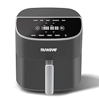 Nuwave 8QT Brio Air Fryer Plus Cool Gray, Digital LED Touch Screen with Cool White Display, 50°F~400°F in Precise 5°, 3 Wattage Alternatives, 5 Cook Functions, 50 Memory, PFAS Free, New & Improved