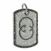 1.20Ct Black & White Diamond Dog Tag Men's Pendant Necklaces 14k White Gold Over Free 18