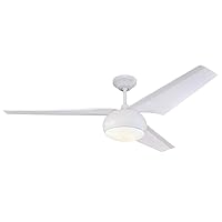 Westinghouse Lighting 72264 Modern 142 cm LED Ceiling Fan Madeline with Lighting and Remote Control, White Finish with Opal Milk Glass, White