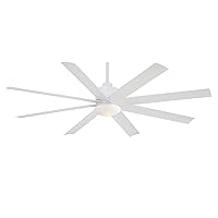 MINKA-AIRE F888L-WHF Slipstream 65 Inch Outdoor Ceiling Fan with Dimmable LED Light and DC Motor in Flat White Finish