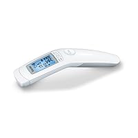 3-in-1 Forehead Non-Contact, Body, Surface, Room Temperature, High Accuracy, Large Blue Backlit LCD Display Thermometer, 60 Memory Spaces, FT90 White, 32 Count (Pack of 1)