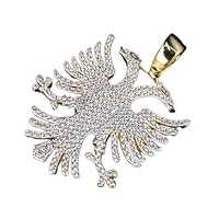 1.55 CT Round Cut Pave Set VVS1 Diamond Men's Albanian Eagle Pendant Charm for Christmas Day Gift in 14K Yellow Gold Over Sterling Silver