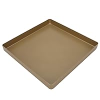 Gold Aluminum Alloy Square Baking Tray - Non-Stick Bread and Pizza Tray, 11 x 11 x 1.2 inches - Essential Baking Tool for Perfectly Baked Goods