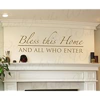 Bless This Home and All Who Enter - Entryway Welcome Home Entry - Decorative Adhesive Vinyl Lettering Quote, Wall Decal Art, Sticker Decor, Saying Decoration