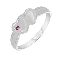 925 Sterling Silver Natural Ruby Birthstone Gemstone Give Her Him Heart Silver Jewelry Ring