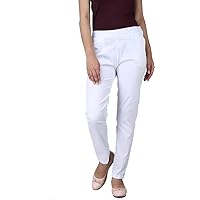 Jessica-Stuff Regular Fit Women White Cotton Blend Trousers (26154)