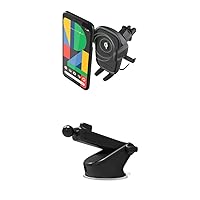 iOttie Easy One Touch Wireless 2 Qi Charging CD Slot + Air Vent Combo Phone Mount with Extra Mounting Base - Car Charger for iPhone, Google, Samsung Galaxy, Huawei, LG, and Other Smartphones