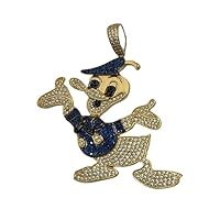 1.60 CT Round Cut Blue Sapphire and Diamond Bird Donald Duck Charm Pendant 14K Yellow Gold Over Sterling Silver for Festival Day